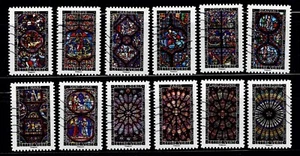 France 5137-5148 Stained-Glass Windows (12 USED stamps, 2016) - Picture 1 of 1