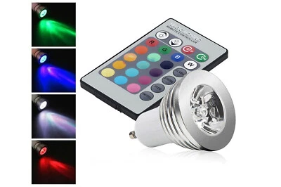 Faretto LED Luce RGB GU10 Lampadina 3W Multicolore Programmabile Telecomando - Immagine 1 di 4