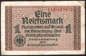 1 Reichsmark 1940-1945 Series: 152-167979 - Reichskreditkassen note - VG -#D58 - Picture 1 of 3