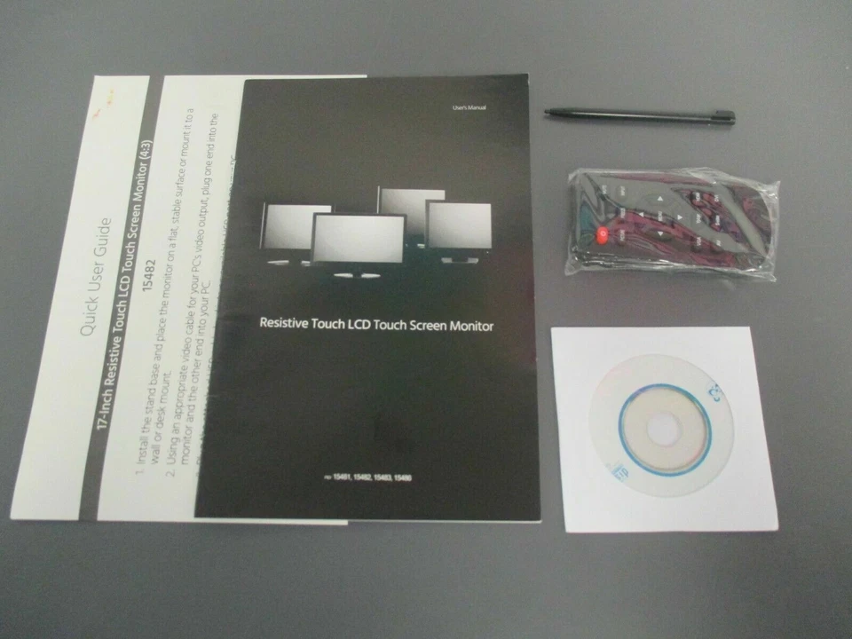 Resistive Touch LCD Touch Screen Monitor REMOTE, MANUAL & STYLUS 15481 15482 - Image 1 of 2