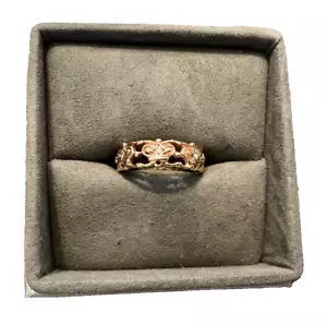 Vintage 14K Gold Diamond Jeweled Crown Eternity Ring House of Igor Carl Faberge - Picture 1 of 13