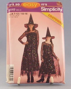 Simplicity Witch Hat Costume Girls 7-12 Misses 10-16 Halloween #4449 Uncut - Picture 1 of 3