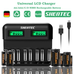 8Slot Akku ladegerät / C Baby D Mono AA AAA R14 wiederaufladbarer Ni-MH Batterie - Bild 1 von 27