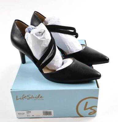 Zapatos de salón Lifestride para mujer talla 9,5 M con tiras Samantha negro tacón Foto 1 de 4