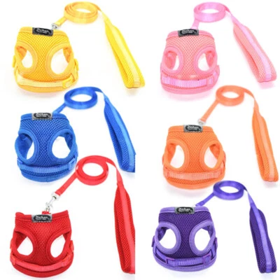 Pet Dog Harness and Leash Set Breathable Mesh Puppy Cat Vest Harness Chest Strap - Image 1 of 4