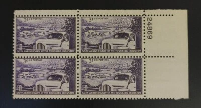 US Stamps SC# 1025 Truck Farm Trucking Industry Plate Block 4 MNH. Free Shipping - Image 1 of 2