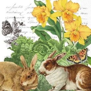 IHR Easter Hare Cabbage Printed Lunch Paper Napkins 20-Pack Disposable 3-Ply - Picture 1 of 1