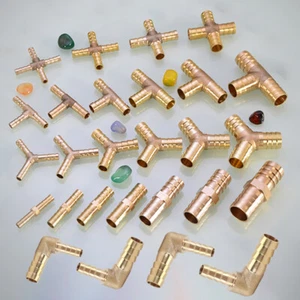 Schlauchverbinder Messing Fitting Gerade T-Stück Winkel Y-Stück Kreuz Ø4-19mm - Picture 1 of 41