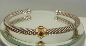 David Yurman 925 Renaissance Citrin, Rhodolith Granat & 14K Gold Armreif Armband - Bild 1 von 7