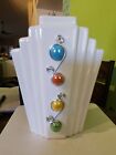 White Art Deco Vase With Colorful Faux Gems