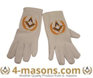 Masonic  , freemason  white gloves  with square and compass design - Picture 1 of 12