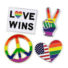 PinMart's Gay Pride Rainbow Flag Love Wins LGBT Enamel Lapel Pin Set
