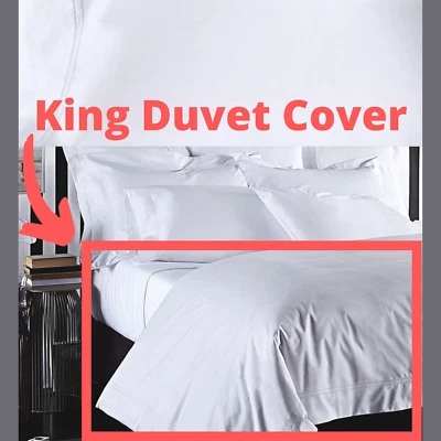 NIB $629 Frette at Home Tiber King Duvet Cover in white [ KING ] #D218 - Image 1 of 4