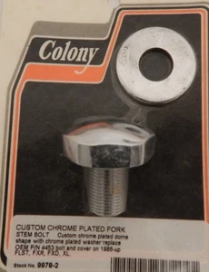 Harley Fork Stem Bolt & Washer Chrome 86-UP FLST,FXR,FXD,XL Colony 9979-2 New - Imagen 1 de 1