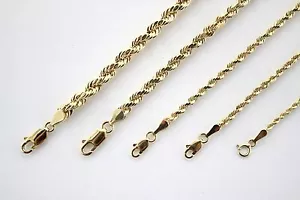 10K Gelbgold Seil Twist Glied Kette Halskette Armband Fußkettchen 2 mm ~ 5 mm 7 Zoll ~ 30 Zoll - Bild 1 von 8