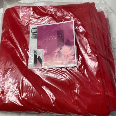 Napkins Red Polyester Dinner Kadut Cloth Holiday Home Decor 17 x 17 Set of 12 - Image 1 of 4
