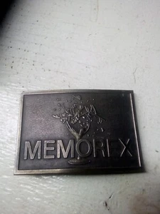 Hebilla de cinturón Memorex vintage de latón pesado de Lewis Buckles Chicago - Imagen 1 de 6