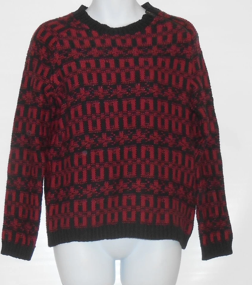 Suéter Pulôver Preswick & Moore Feminino Manga Longa Preto e Vermelho M MSRP $80.00 - Imagem 1 de 1