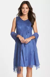 Komarov Tiered Chiffon silk prom/wedding Dress Blue/grey/pu New sz M 6-8-10 - Picture 1 of 5