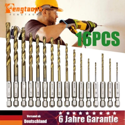 1/4" Sechskantschaft Bohrer Set für Akkuschrauber Weichmetall Holz Kunststoff DE - Bild 1 von 4