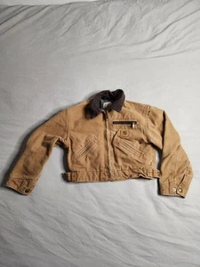 VTG Carhartt Detroit Sherpa Lined Jacket Youth Sz XS Brown Western YYJ97 BRN USA - Picture 1 of 9