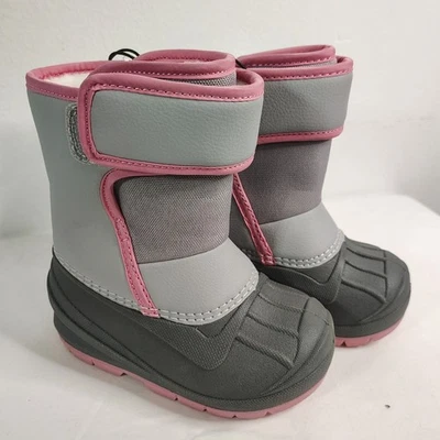 New! CAT & JACK Thermolite Sz 6 Toddler Girls Pink & Grey Lenny Winter Boots  - Image 1 of 4