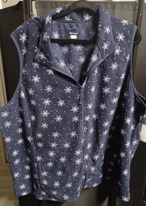 VINTAGE KMART BASIC EDITIONS FLEECE VEST SIZE 3XL BLUE WITH SNOWFLAKES - Picture 1 of 3