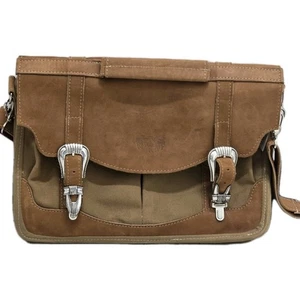 Schaefer Western Outfitter Heavy Tan Saddle Leather Briefcase/Messenger Bag USA - Picture 1 of 15