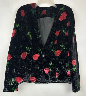 Chaqueta Blazer Mujer Mujer Pequeña Negra Roja Rosas Pana Steampunk Capricho Foto 1 de 4