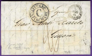 1848 Turquía Cds FLS a Génova, "PURIFIE AU LAZARET MALTE" y "livorno via di mare" - Imagen 1 de 5