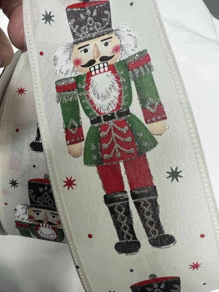 10 Yards 2.5 Inch Wired Ribbon Nutcracker Christmas Holiday Ribbon - Image 1 of 1