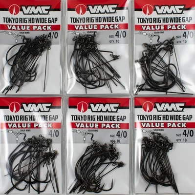(LOTE DE 6) VMC TOKYO RIG HD WIDE GAP 4/0 VALUE PACK TDWG#4/0BNVP H1205 Foto 1 de 3