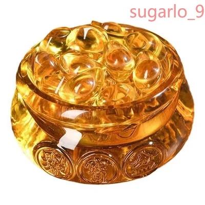 Cuenca del tesoro de cristal de 12 cm lingote dorado recolección de riqueza adorno decoración Foto 1 de 4