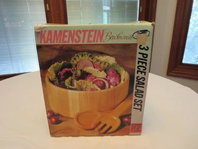 3 Piece Kamenstein Beechwood 10" Salad Bowl Set - Image 1 of 3
