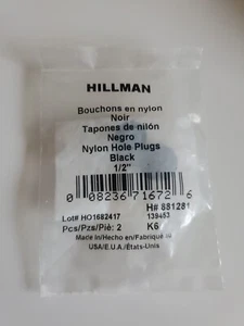 HILLMAN NAILON ORIFICIO ENCHUFE 1/2" NEGRO PAQUETE DE 2 - Imagen 1 de 3