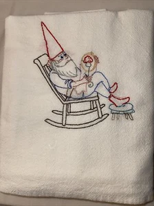 Geschirrtuch Zwerg im Schaukelstuhl Nähen 100 % Baumwolle Mehlsack 28"" x 28"" Küche - Bild 1 von 7