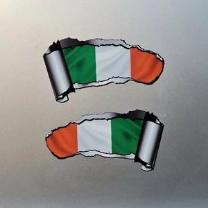 2x Ireland Irish Flag Ripped Metal Slash Vinyl Sticker Decal For Car 93x50mm - Bild 1 von 1
