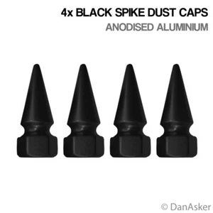 4x Black Spike Car Bike Motorcycle BMX Wheel Tyre Valve Aluminium Dust Caps - Picture 1 of 1