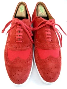 NEW Allen Edmonds Men's Wingtip Suede/Mesh Dress Sneakers 9 D Red SAMPLE(369N) - Picture 1 of 11
