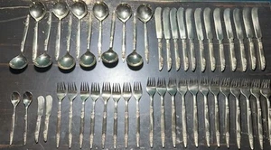 Thailandia Siam Vintage Ottone Bronzo Posate Set 48 pz Testa di Buddha con Marchio Makers - Foto 1 di 20