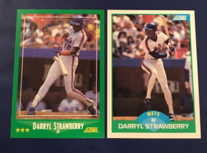 1988 & 1989 Score #10 #360 DARRYL STRAWBERRY Lot 2 New York Mets Nice Look!