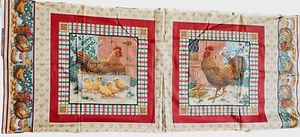VIP Cranston Countrycore Rooster Hen & Chicks Country Chickens Two Pillow Panel - Picture 1 of 7