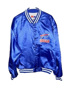 Vintage Buffalo Bills Satin Bomber Jacket Adult 2XL XXL Blue NFL Swingster USA - Picture 1 of 8