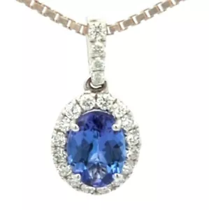 Video 1,02 KT 18 KT Gold Natur AAA Qualität Tansanit Diamant Halo Halskette Designer - Bild 1 von 3