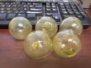 5 PCS YELLOW DECORATIVE REPRODUCTION GLASS FLOAT FISHING BUOY BALL 2" - Picture 1 of 2