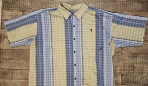 Patagonia Button Up Short Sleeve Shirt Men Size XL  Blue Yellow stripe  - Picture 1 of 8