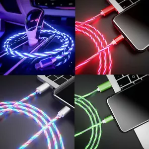 Flowing Light Up USB Sync Type-C Phone Charger Data Cable Fast Charging Cord - Picture 1 of 15