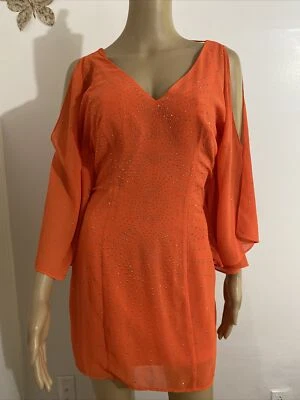 BEBE Adornado Abierto Manga Flutter Cierre Cremallera Trasera Naranja XS Para Mujer  Foto 1 de 4