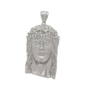 Solid 925 Sterling Silver Jesus face Pendant For Men Women Hip Hop Jewelry - Picture 1 of 7