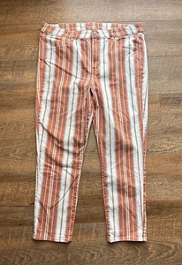 American Eagle Jeans Sz 18 Womens Striped Pants Ladies Hi-Rise Jegging Crop - Picture 1 of 9